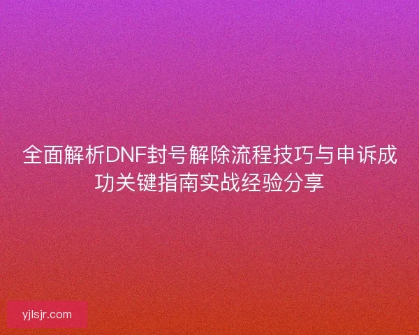 全面解析DNF封号解除流程技巧与申诉成功关键指南实战经验分享
